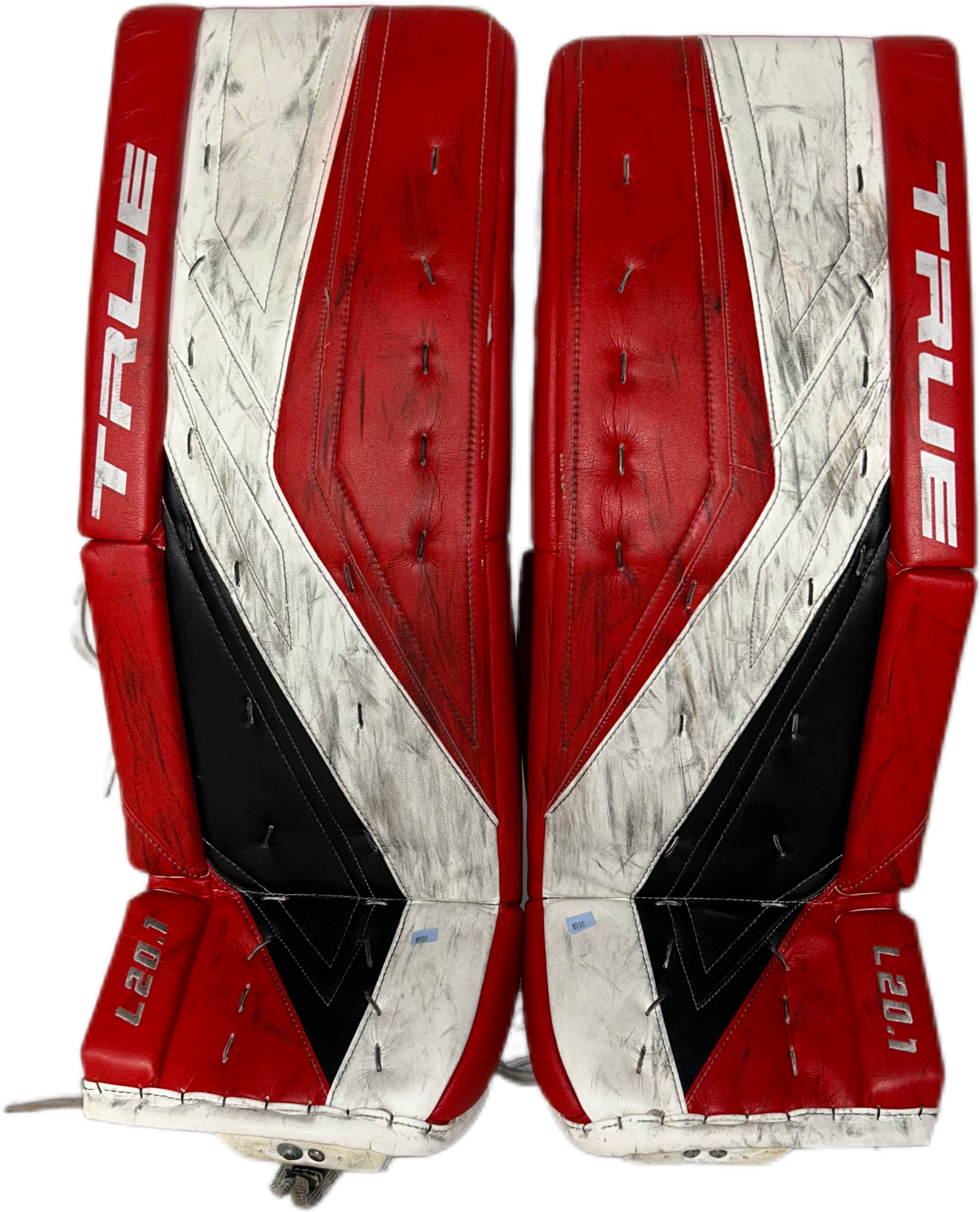 TRUE L20.1 - Used Pro Stock Goalie Pads (Red/White/Black)